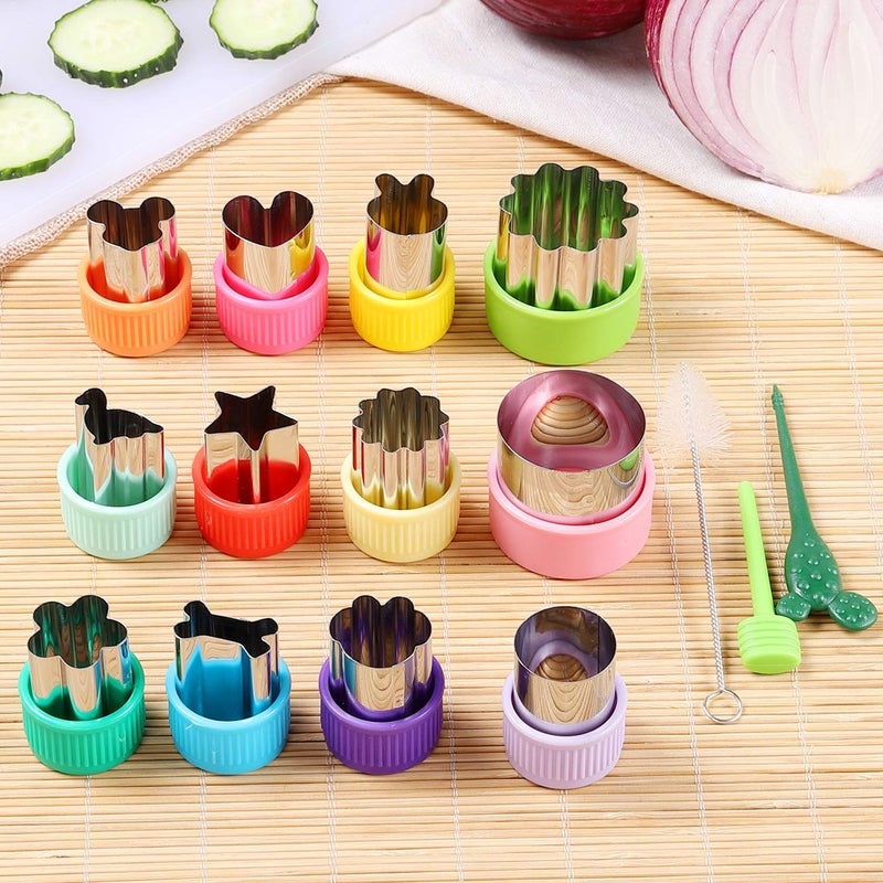 CECIAOAIME 12 pcs Mini Cookie Cutters Vegetable Cutter Shapes Sets Fruit Stamps Mold - Image 2